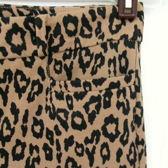 Banana Republic SLOAN Leopard Print Cropped Ankle Pants Stretch Black Tan Sz 2 - Picture 4 of 8